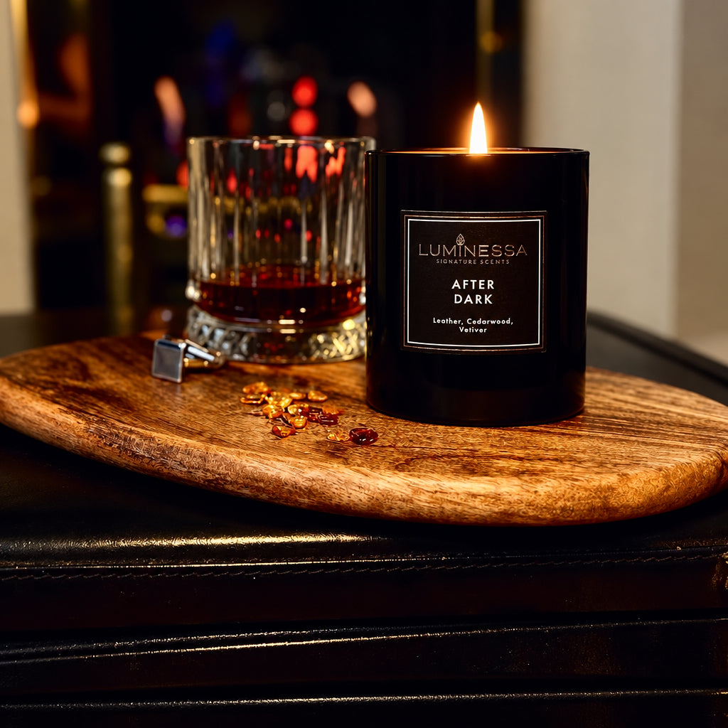 Leather, Cedarwood, Vetiver - After Dark Candle 220g image 1