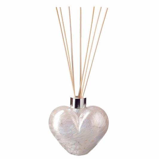 Reed Diffuser Heart in Pearl White Glass
