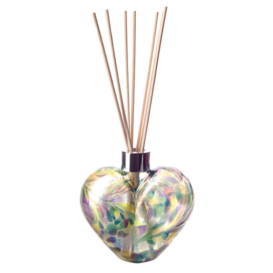 Reed Diffuser Heart in Purple, Teal and Lime Glass