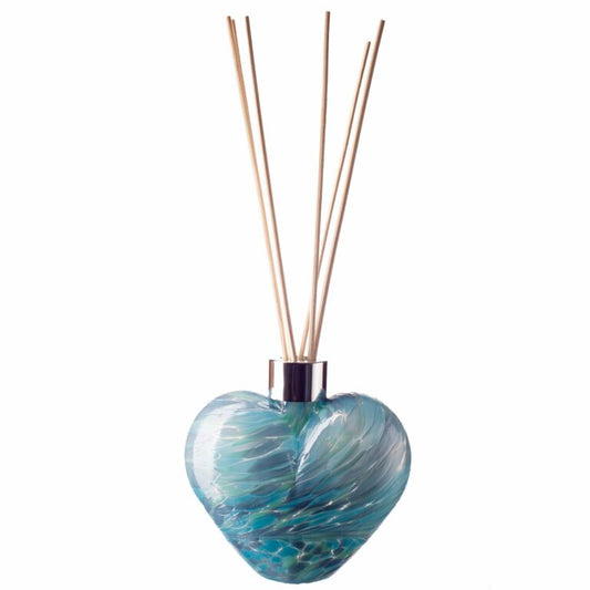 Reed Diffuser Heart in Turquoise & Sage Iridescent Glass