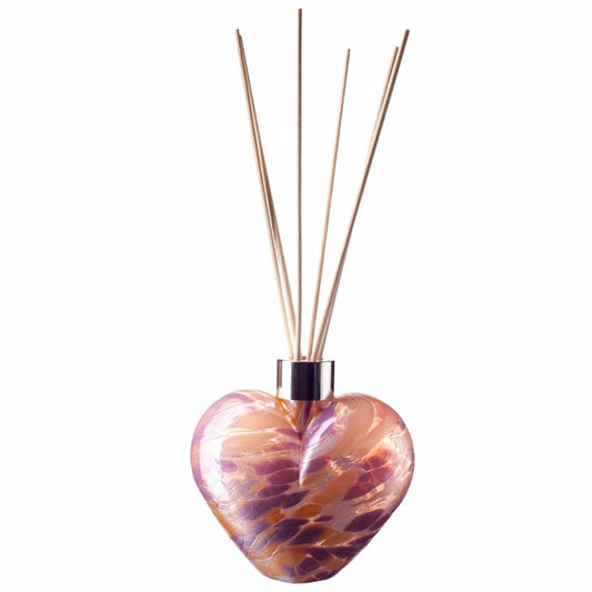 Reed Diffuser Heart in Violet, Peach & White Glass