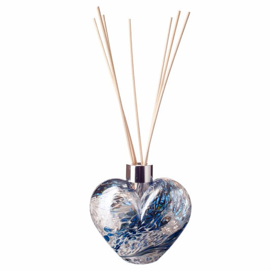 Reed Diffuser Heart in White, Blue & Green Frost Glass