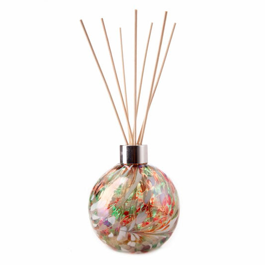 Round Reed Diffuser Glass in Red, Green & Turquoise