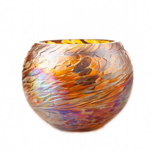 Round Tealight Holder in Gold Glass