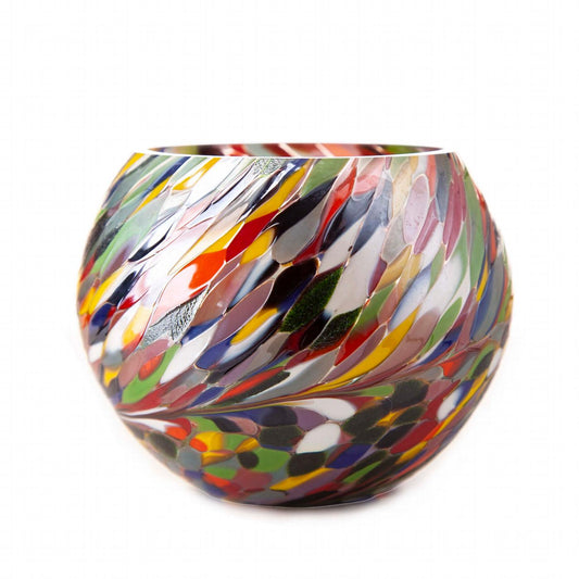 Round Tealight Holder in Multi-Coloured Glass