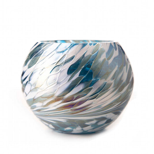 Round Tealight Holder in Turquoise and White