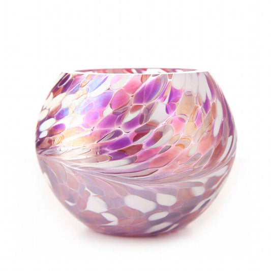 Round Tealight Holder in Pink, White and Violet