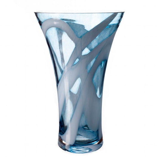 Tall Vase in Blue Cerulean Sky Glass