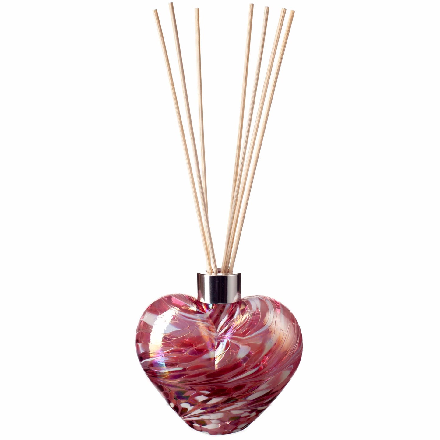 Reed Diffuser Heart in Pink and White Glass
