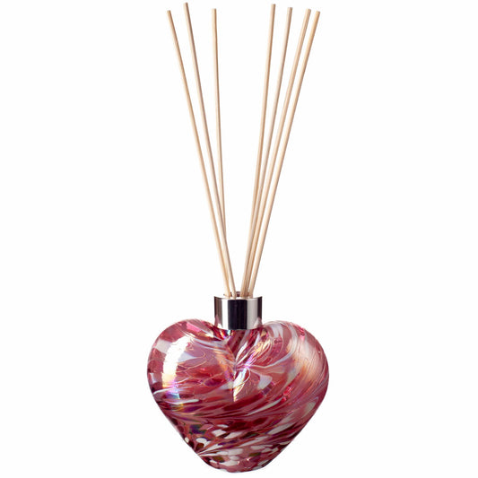 Reed Diffuser Heart in Pink and White Glass