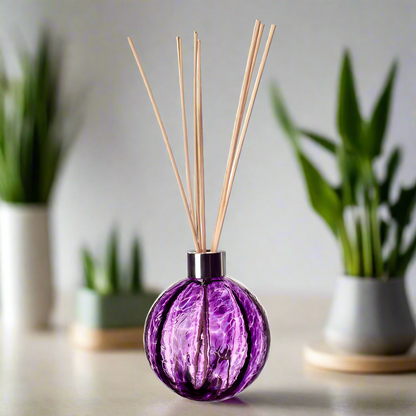 Violet Glass Round Reed Diffuser Vessel
