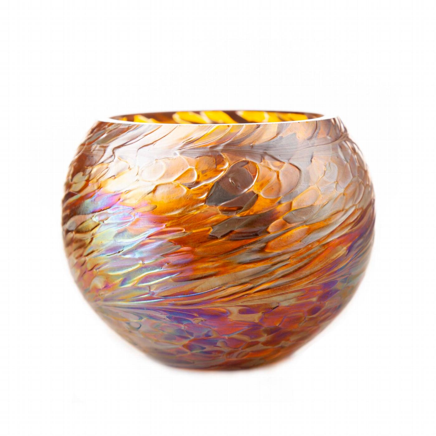 Round Tealight Holder in Gold Glass