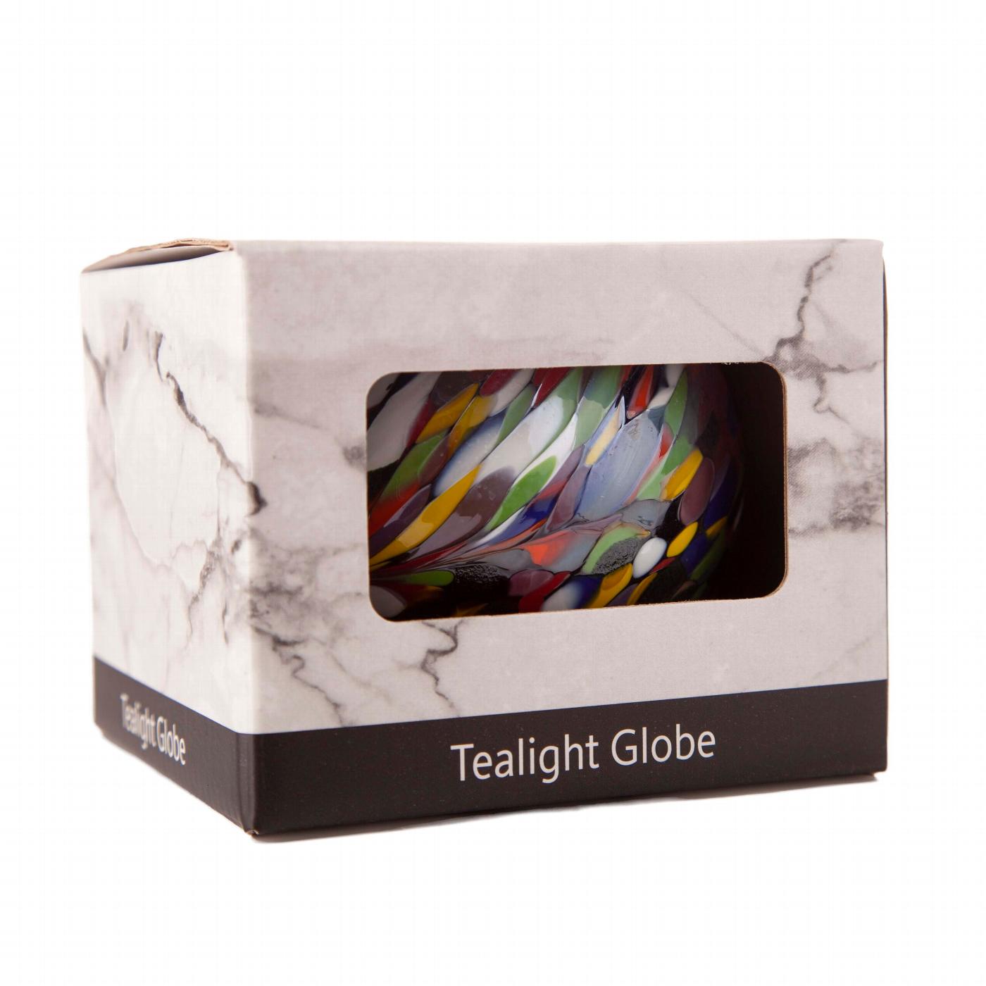 Round Tealight Holder in Multi-Coloured Glass