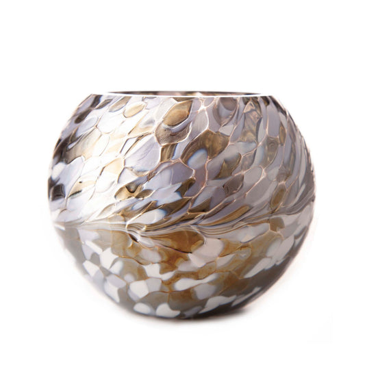 Round Tealight Holder in Silver and White