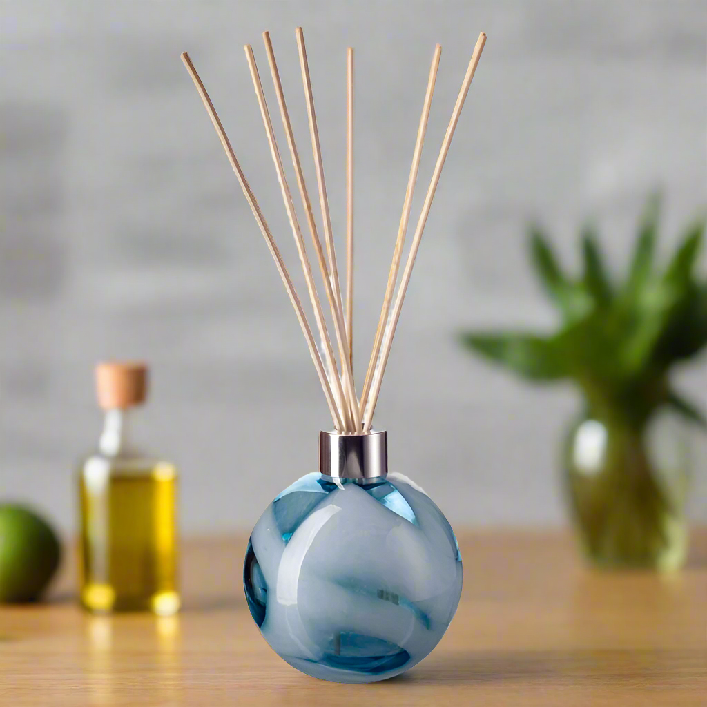Round Reed Diffuser Glass in Blue Cerulean Sky