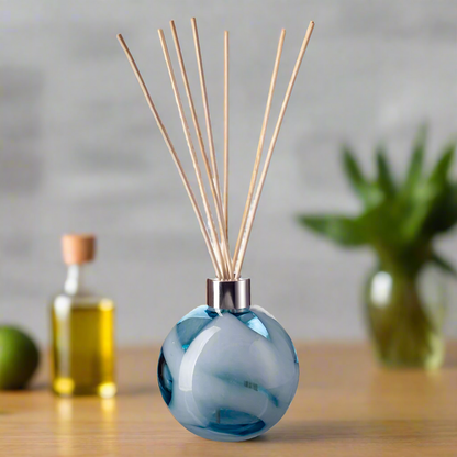 Cerulean Sky Blue Glass Round Reed Diffuser Vessel