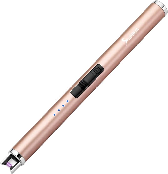 Rechargeable USB Flameless Plasma with Safety Lock Switch for Camping BBQ Cooking (Gold)