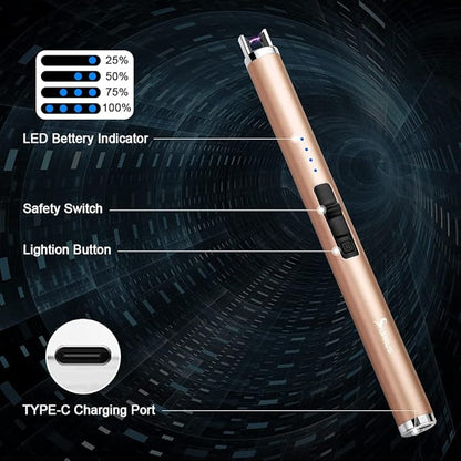 Gold USB Rechargeable Plasma Candle Lighter