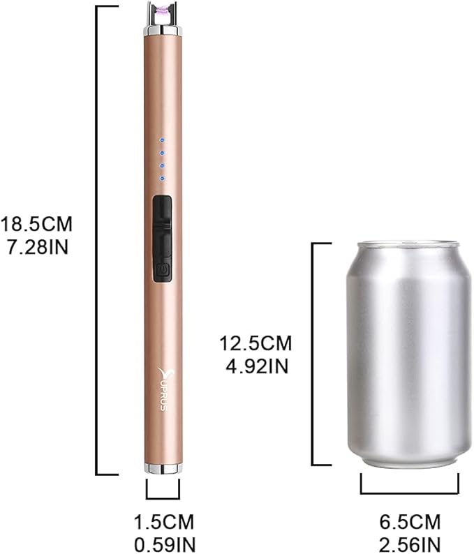 Rechargeable USB Flameless Plasma with Safety Lock Switch for Camping BBQ Cooking (Gold)